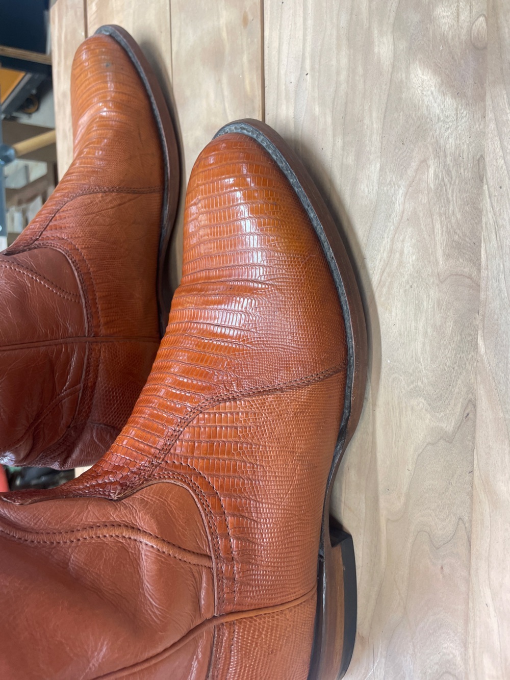 Men's Tan Lizard Western Boots